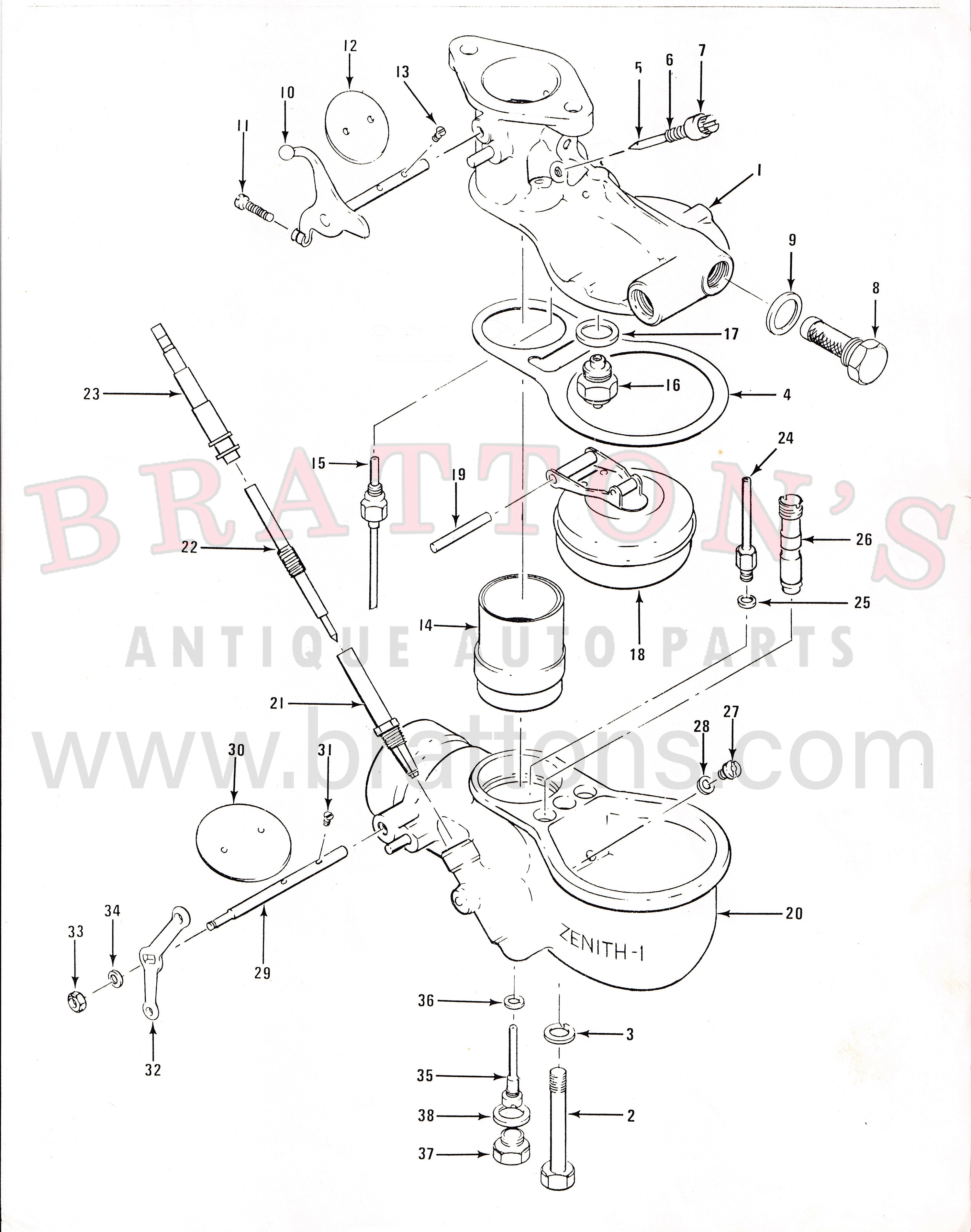 28-31 ZENITH CARBURETOR ASSEMBLY